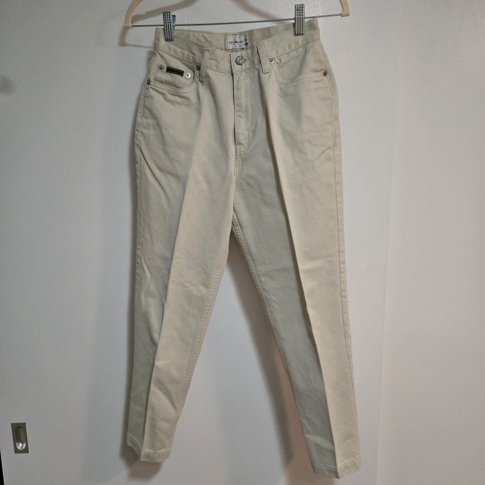 CALVIN KLEIN WOMENS 24x24 in CREAM DENIM JEANS PANTS 100% COTTON VINTAGE